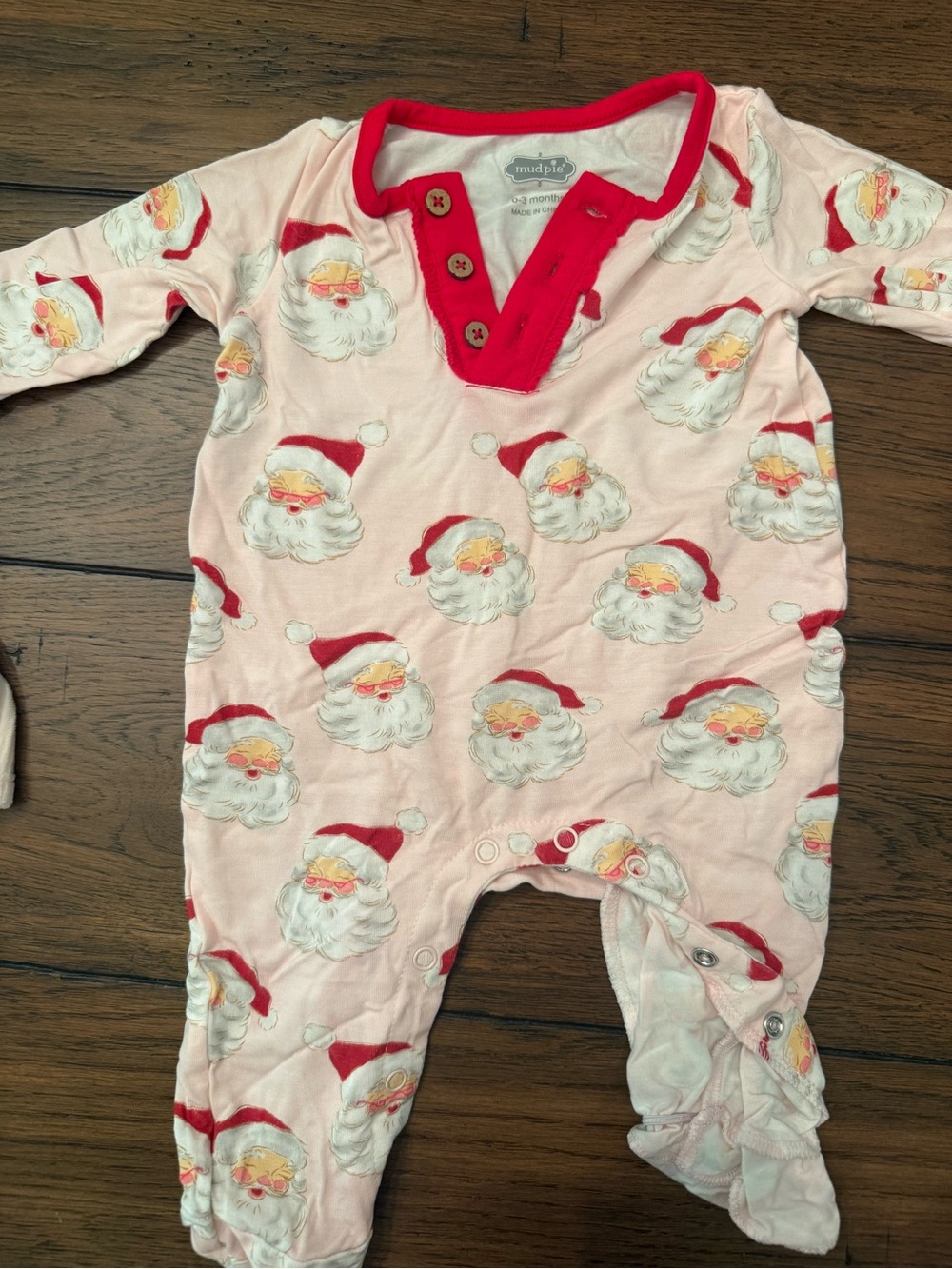 Mud Pie PINK VINTAGE SANTA BABY SLEEPER